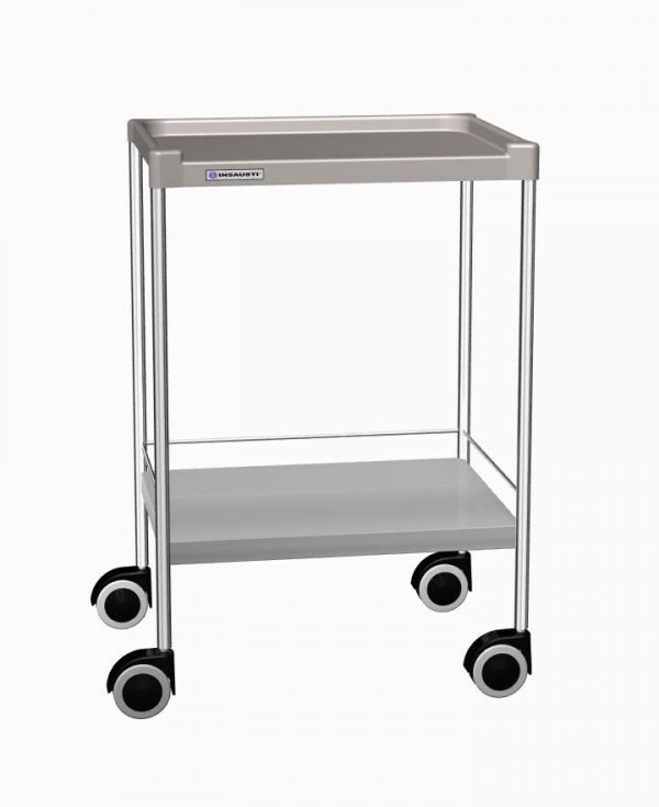 CARRELLO IN ACCIAIO INOX SENZA CASSETTI, 2 RIPIANI mm 640x480