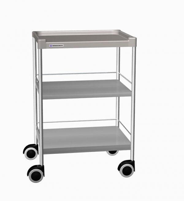 CARRELLO IN ACCIAIO INOX SENZA CASSETTI, 3 RIPIANI mm 640x480