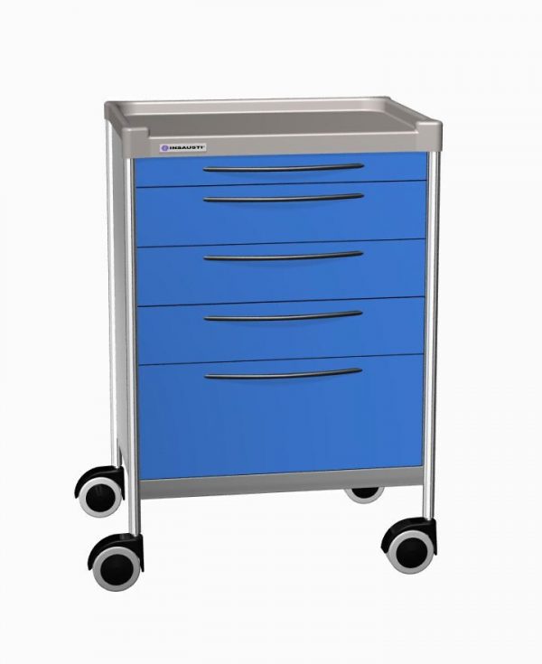 CARRELLO IN ACCIAIO INOX CON 5 CASSETTI mm 640x480