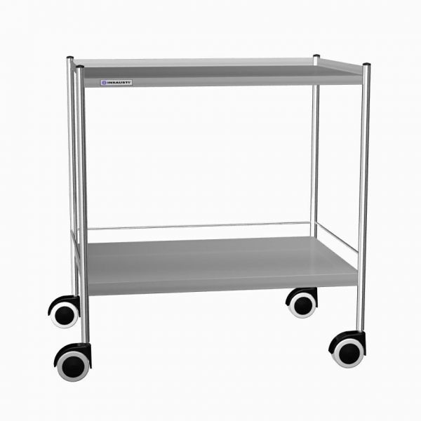 CARRELLO IN ACCIAIO INOX SENZA CASSETTI, 2 RIPIANI mm 900x630